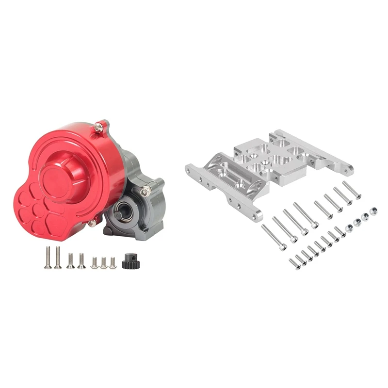 

1 Set Complete Metal Gearbox Transmission Box With Gear & 1 Set Aluminum Alloy Metal Gearbox Mount Holder