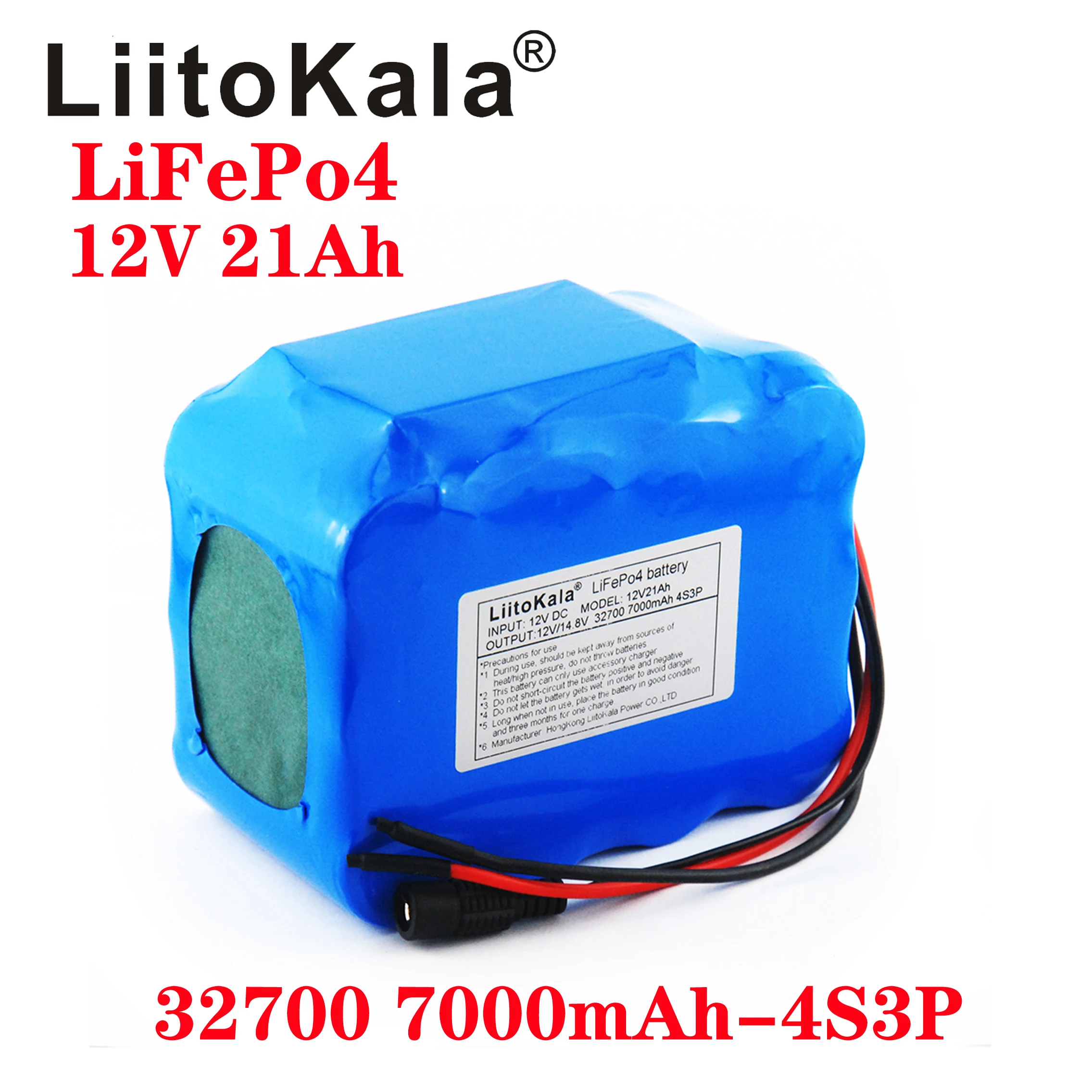 

LiitoKala 32700 Lifepo4 Battery Pack 4S3P 12.8V 21Ah with 4S 20A Maximum 60A Balanced BMS for Electric Boat Uninterrupted Power