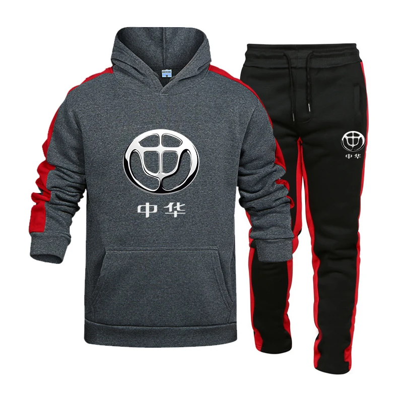 

Tracksuit Men 2 Piece Sets 2021 New CHINA Car Brand Autumn Winter Print Hooded +pants Pullover Hoodie Sportwear Suit