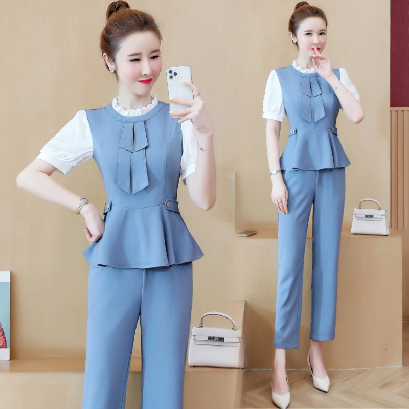 

Korean Style 2 Piece Sets Womens Outfits Design Office Lady Two Piece Set Top And Pants Survetement Femme Matching Sets