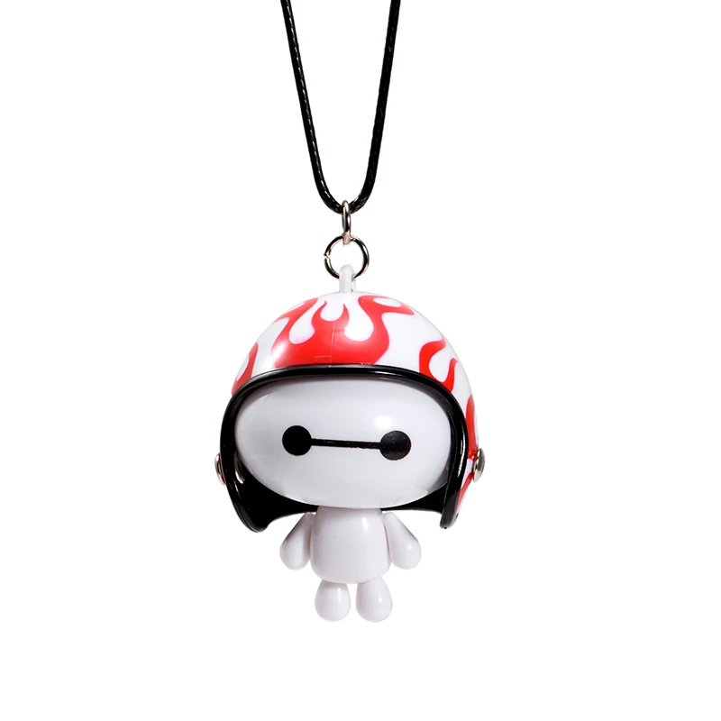 Автомобиль кулон милый шлем робот Baymax куклы висячие украшения автомобили Зеркало заднего вида подвеска украшения аксессуары Подарки - Название цвета: Flame