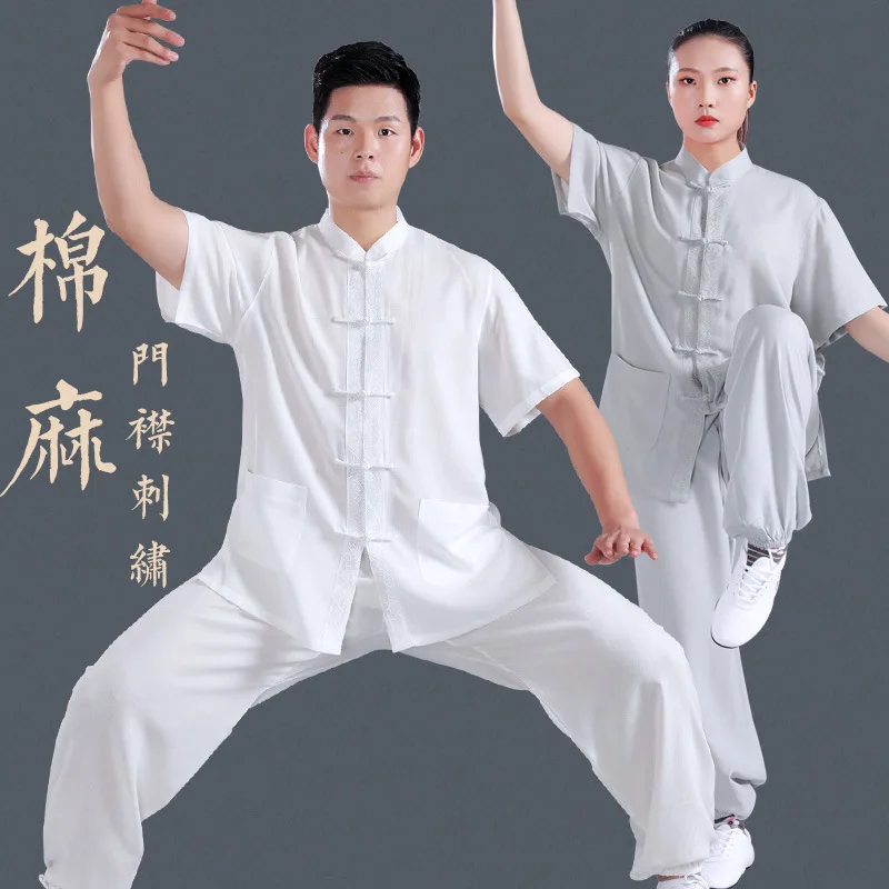 

Men Unisex Kungfu Martial Arts Wushu Uniforms Linen Loose Sweatshirt+pant Jogger Fitness Workout Casual Tai Chi Meditation Set