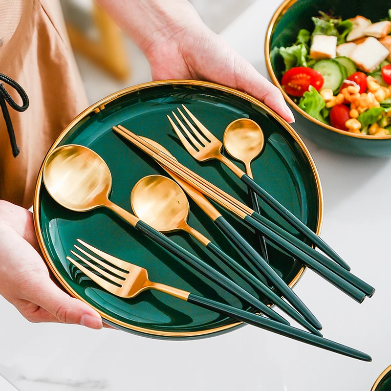 Портативный роскошный набор кухонных столовых приборов ложка из нержавеющей