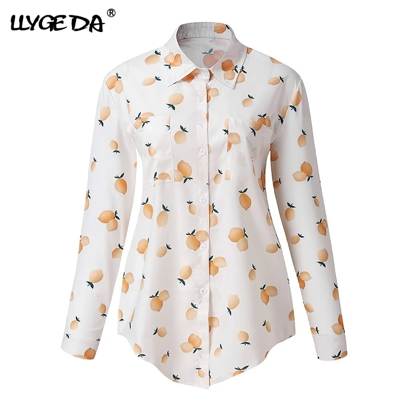 

Flower print Women's Shirts Long Sleeve Turn Down Collar Women Shirt 2021 Summer New Loose Casual Fashion Woman Blouses Top