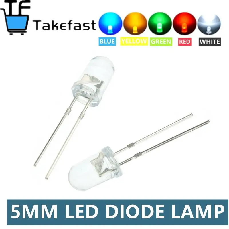 100 шт./лот прозрачный/рассеянный круглый 5 мм супер яркий вода прозрачный зеленый