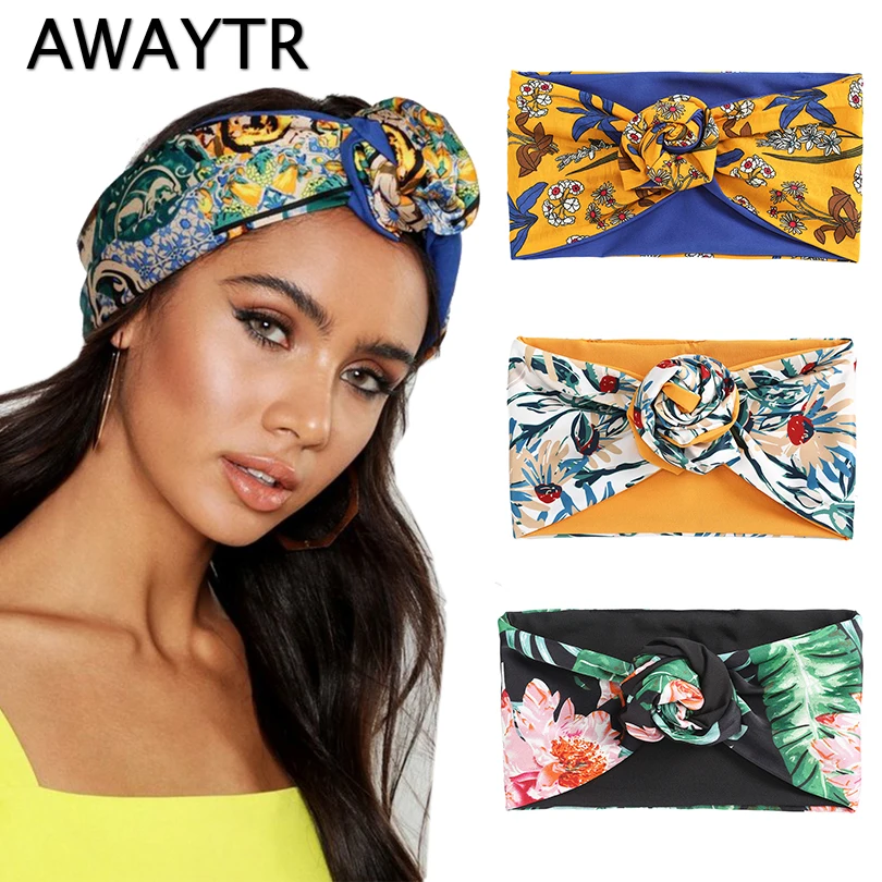 Женские Повязки На Голову AWAYTR мягкие повязки на голову с цветочным принтом