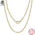 Ожерелье ORSA JEWELS из серебра 925 пробы с позолоченным покрытием 14 к, 3,2x7,5 мм, зажим для бумаги, цепочка с предохранительным винтом и замком для женщин, ювелирные изделия SC50