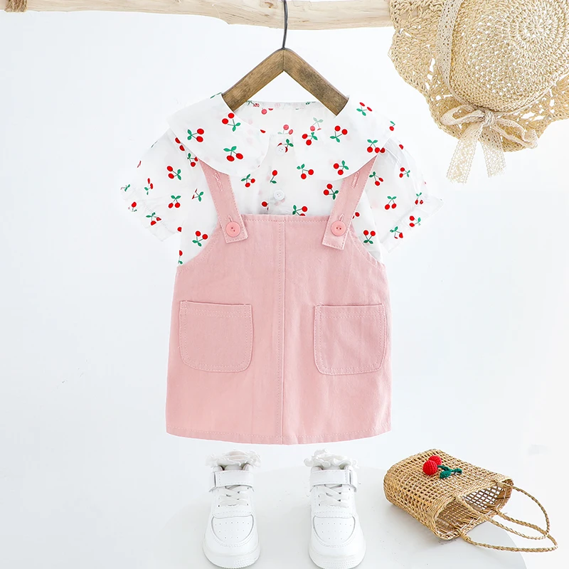 Модный новый летний костюм для маленьких девочек детская хлопковая Милая