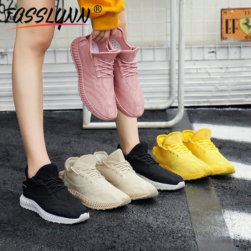 Женские кроссовки на платформе Белые Повседневные сетчатые шнуровке размеры 34 40