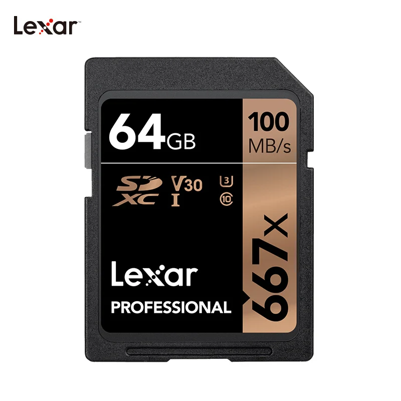 64 ГБ Lexar Профессиональный 667x SDXC UHS-I sd-карты до 100 МБ/с. V30 C10 64 Гб 128 ГБ 256 Гб карта памяти для Full-HD 3D и 4K видео Камера - Емкость: 64 ГБ