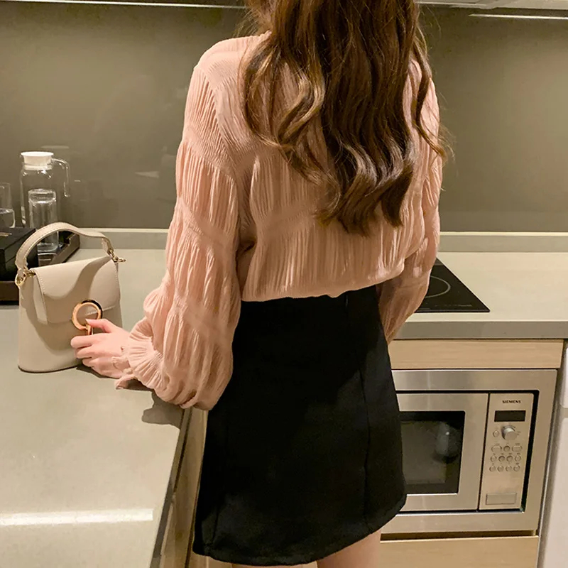 

Sweet Fairy Puffy Long Sleeved Bowknot OL Chiffon Blouses & Shirts