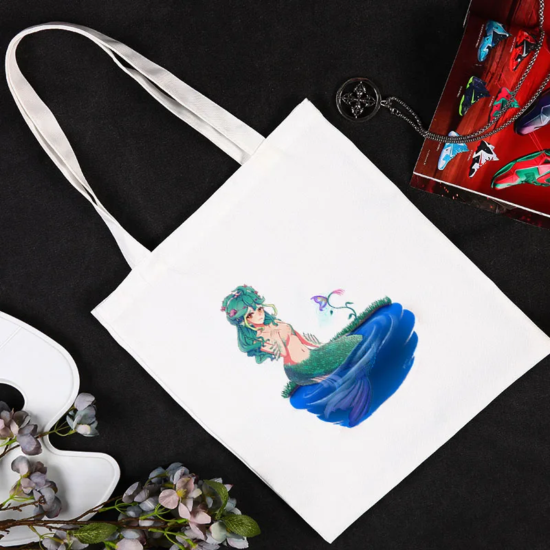 

Mermaid Summer Bag Women 2021 Shopper With Anime Shoulder Bags Printed Handbag for Women Women's Luxury Bags Shoppers Bolsas