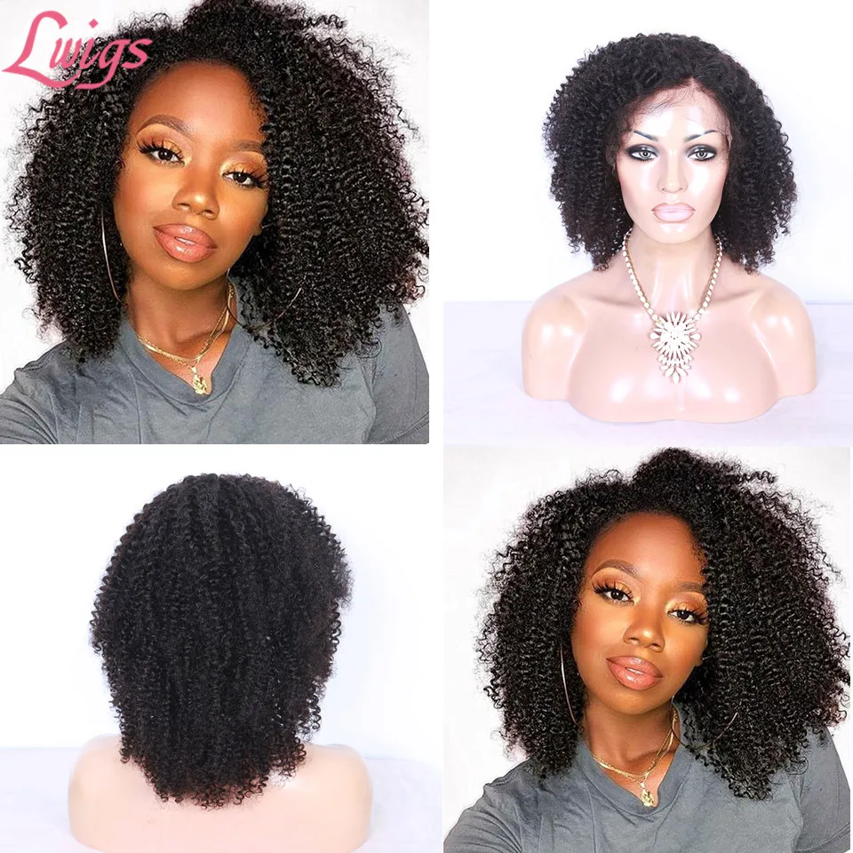 Kinky Curly 13X6 Lace Front Human Hair Wig Afrio Kinky Curly 360 Lace Frontal Wig Glueless Lace Front Wig For Women High Density