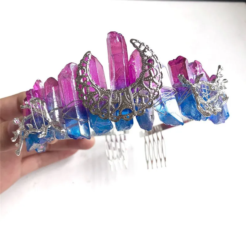 Красочный белый натуральный кварц Кристалл повязка для головы Луна вечерние