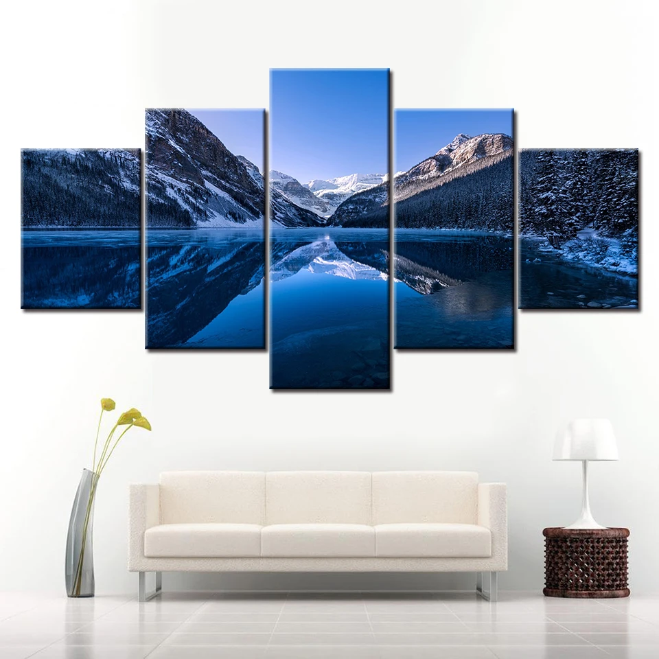 Картина из холста HD lakelouisereglasses пейзаж 5 шт. модульная природа настенные