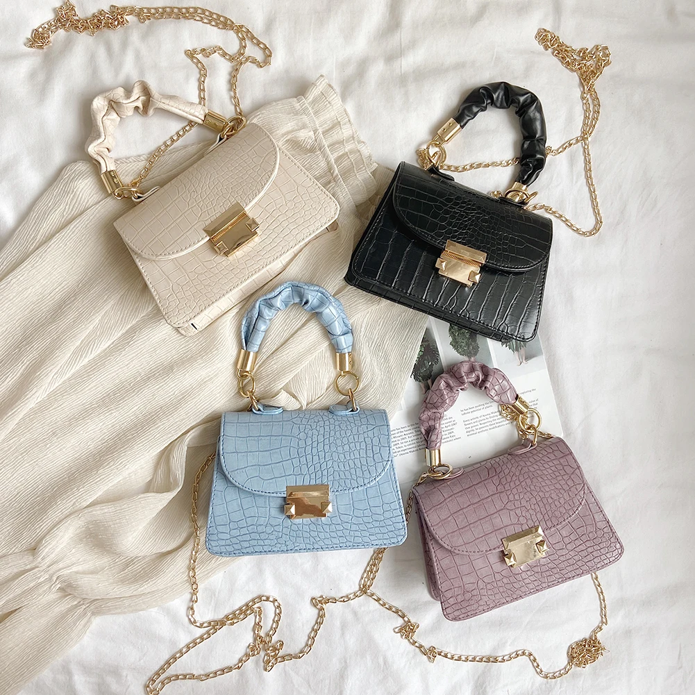 

2021 Popular Simple Female Daily Shoulder Bag Casual PU Leather Sling Handbag Purse Women Elegant Chain Shoulder Crossbody Bag