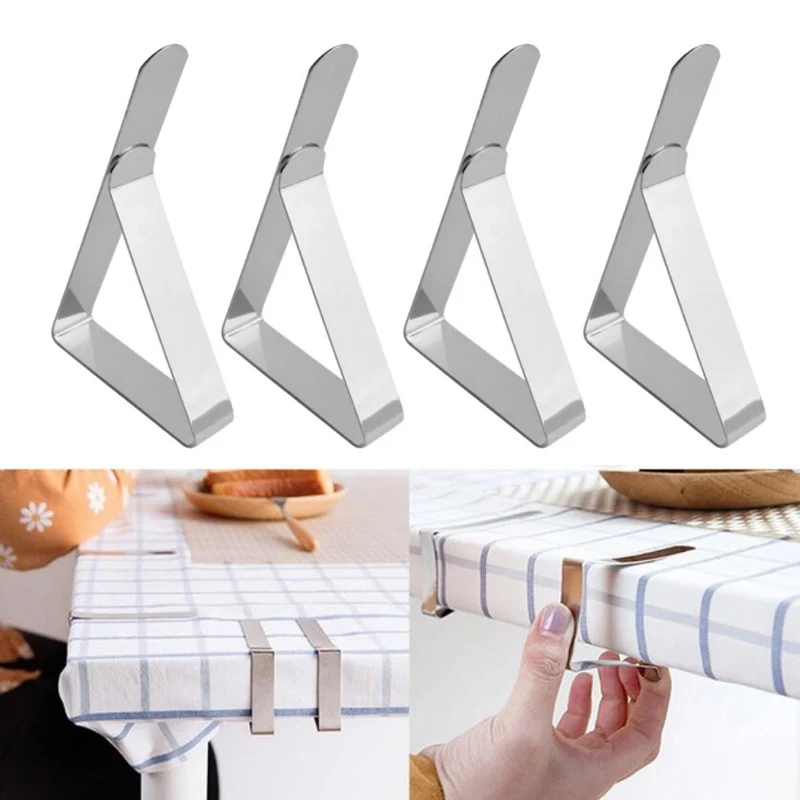 

4-8PCS Stainless Steel Tablecloth Clamps Wedding Promenade Table Cover Holder Clip Promenade/Round Board Stable Clips