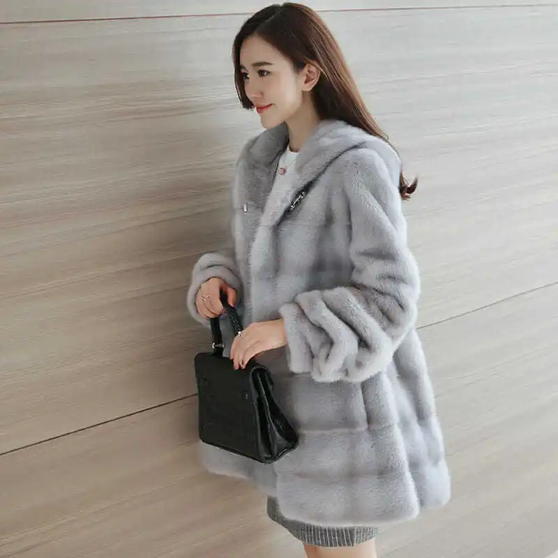 Enlarge Natural Fur Coats Winter Women Mink Fur Coat Female Genuine Leather Jackets Ladies Oversize Warm Thick Detachable Long 2021 New