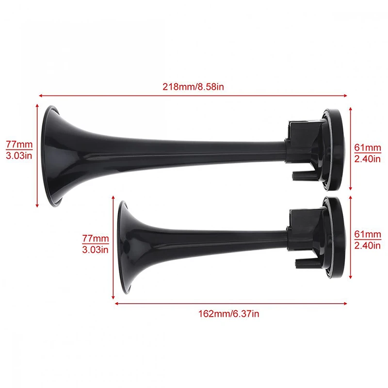 2 шт. черный воздушный клаксон с двойной трубой из АБС-пластика труба для