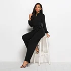 Женский офисный комбинезон на пуговицах, элегантный бандажный с высокой талией и длинным рукавом, повседневный Свободный комбинезон с широкими штанинами, большие размеры 3XL, на осень