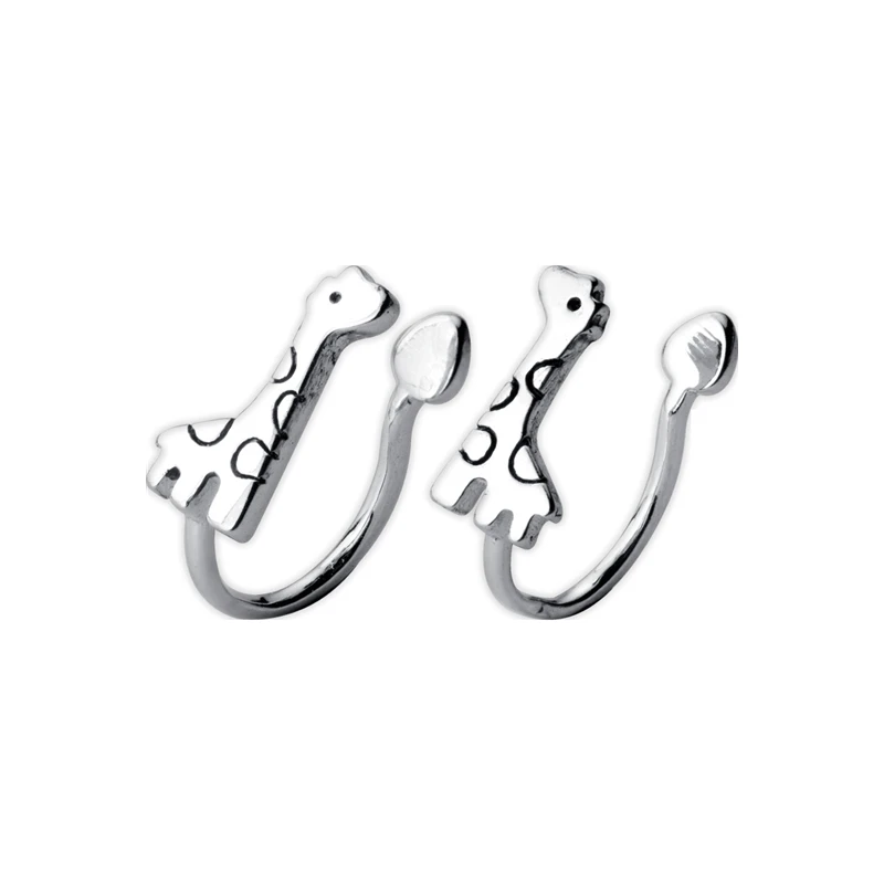 LKO Real 925 пробы Silver 100% милый жираф животное зажим для ушей женщин ювелирные изделия