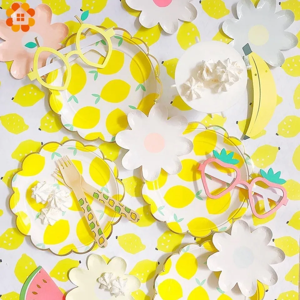 1 Набор милые фрукты тема одноразовая посуда ананас баннер/воздушные шары летние