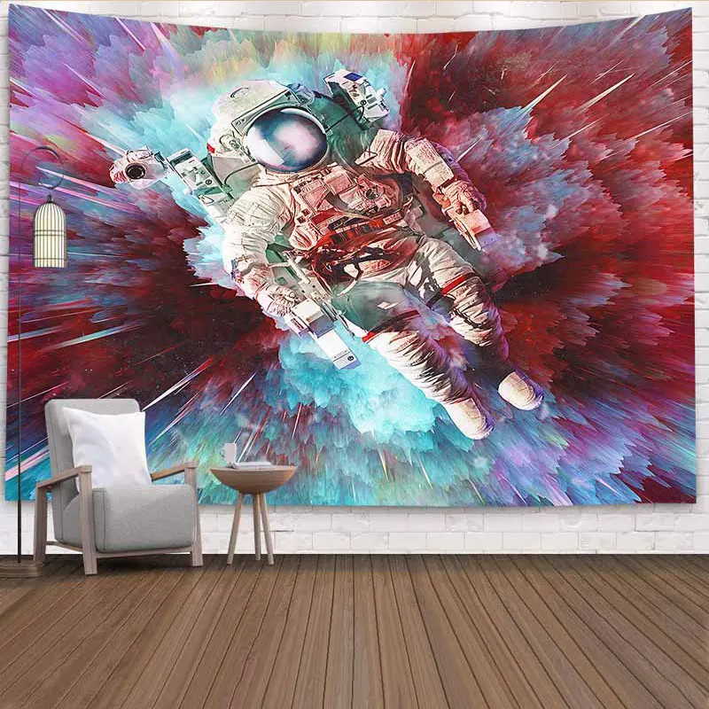

Psychedelic Astronaut Tapestry Wall Hanging Trippy Wall Tapestry Universe Wall Cloth Tapestries Wall Carpet Thin Bedspread Cover