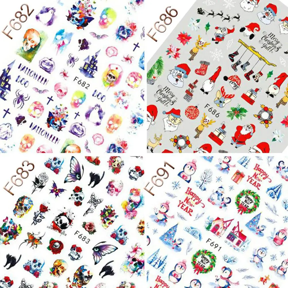 

Adhesive 3d Nail Stickers Decals Foil for Nails Art Decoration Cartoon Designs Nail Decals for Christmas Halloween Decorations