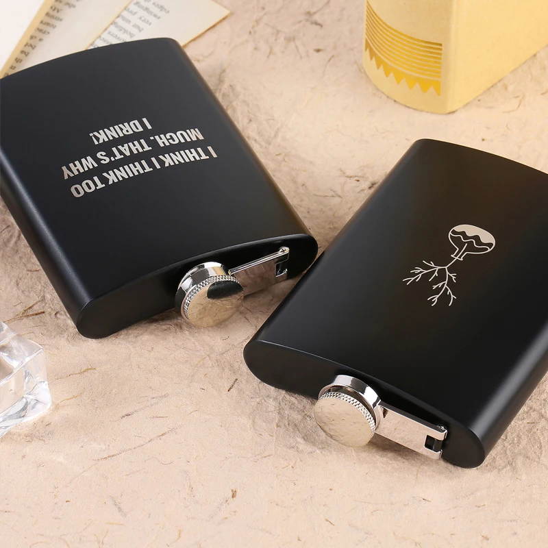 8 унций анимация английский черный матовый металл нержавеющая сталь фляга