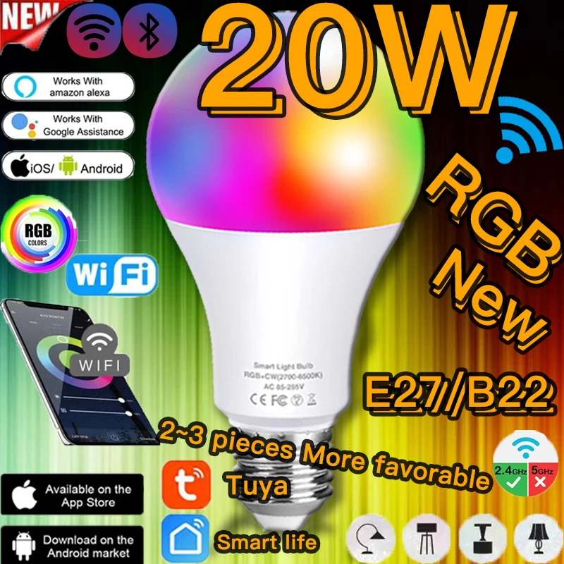 

16 Million Color LED Smart Bulb Light RGB Dimmable Changing Night Light Alexa Bluetooth APP Or IR Remote Controller Control Lamp