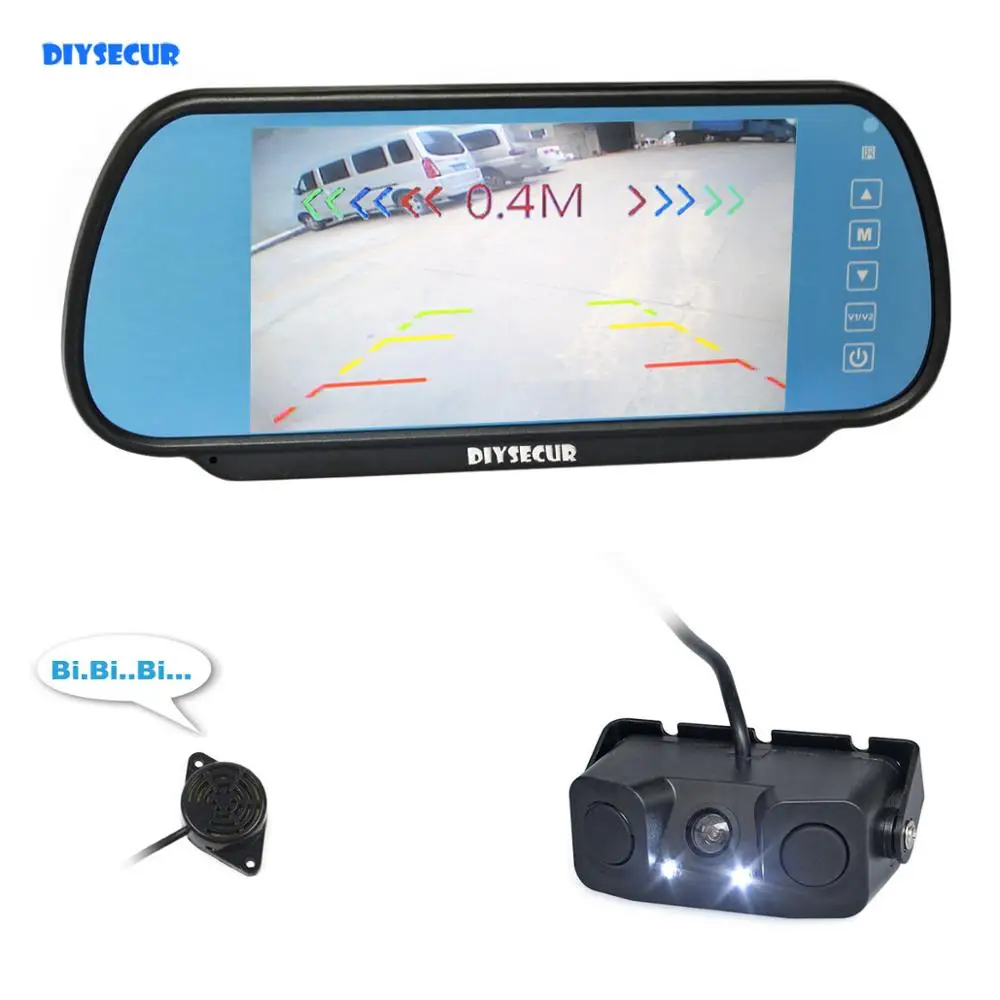 DIYSECUR Видео парковочная система 7 &quotавтомобильное зеркало заднего вида монитор