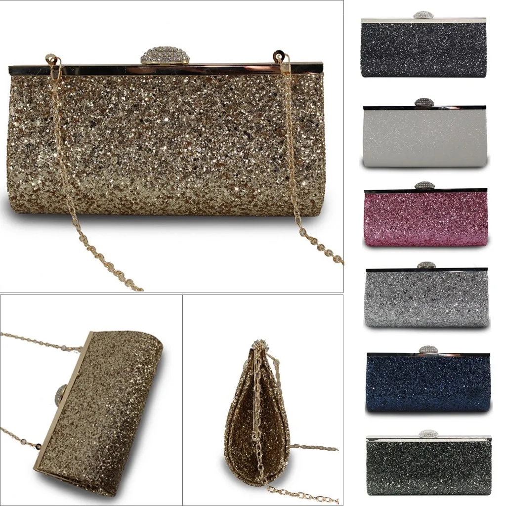 Женские вечерние сумки со стразами кожаные с цепочкой #923 | Багаж и