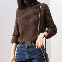 autumn and winter new sweater women loose lazy knit sweater turtleneck large size solid color thickening sweater sweater