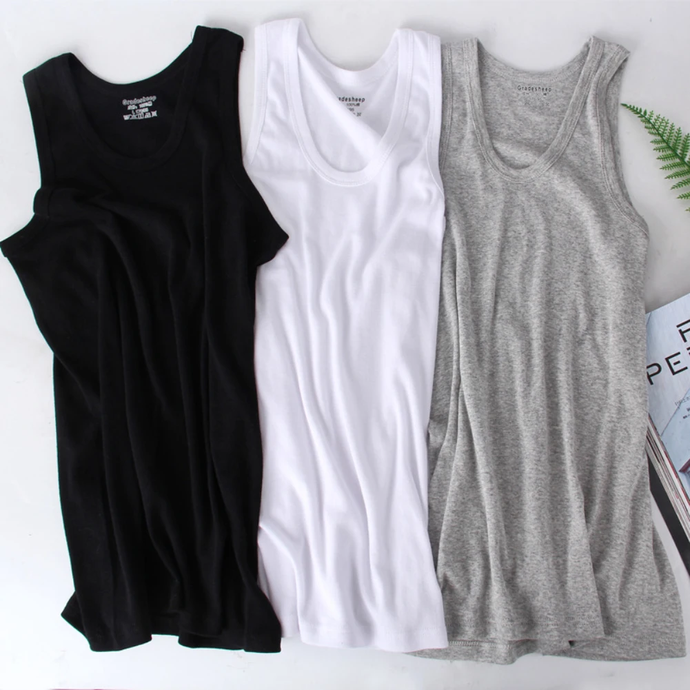 Мужская майка без рукавов 2020 однотонная с низким вырезом хлопковая дышащая