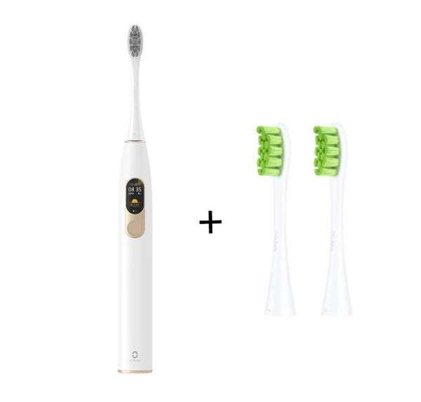 add brush head x2 Xiaomi Mijia Smart Sonic электрическая зубная щетка bluetooth 4,0 умная цветная отбеливающая резинка для сенсорного экрана для домашнего использования - Цвет: add brush head x2