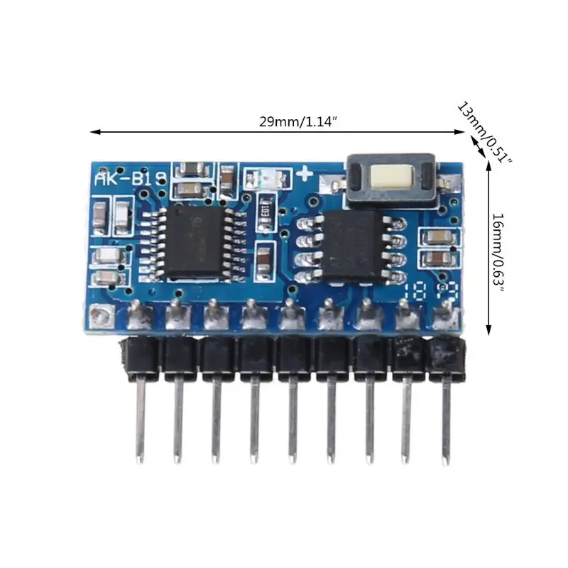 AK-B19 4 Button Keys Wireless Remote Control 315/433 MHZ Learning Code Controller with LED Light Module Receiver | Электроника