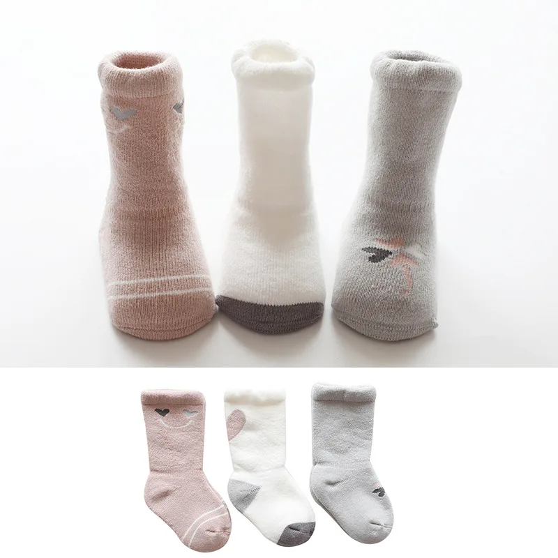 3 Pairs/Lot Winter Children Socks Kids Newborn Baby Casual Cartoon Thickened for Boys Girls Clothes Accessories | Мать и ребенок