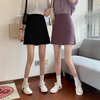 summer new women short skirts simple korean student style casual high waist a line skirts solid color 2021 sexy woman hip skirts
