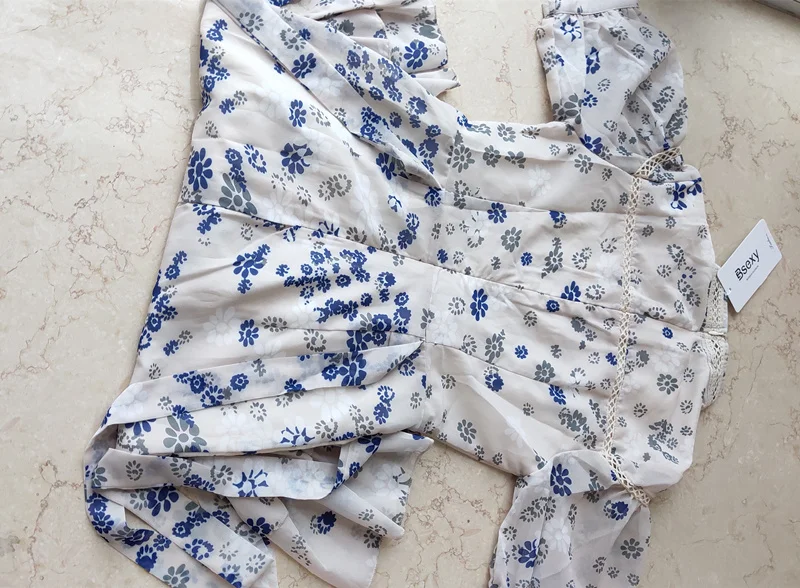 

Boho Dresses Women Summer Floral Printed Lace-up Dress 2021 Women's Vintag Short Sleeve Ruffles Chiffon Dress