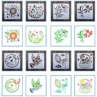 10pc 1414cm flowers birds stencils painting template diy scrapbooking diary coloring embossing stamp album decoration reusable