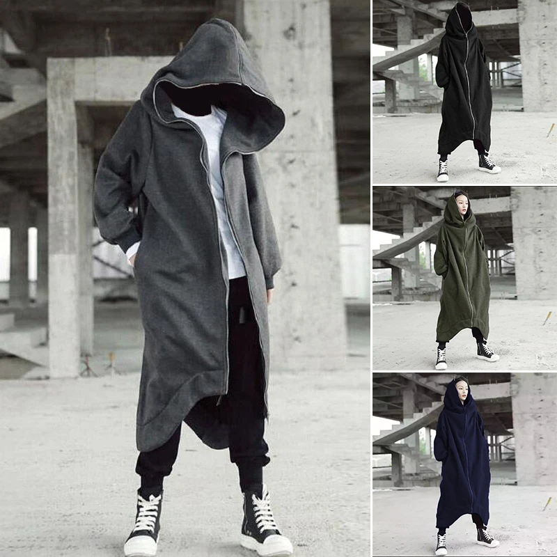 

Unisex Long Hoodie Zipper Coat Long Sleeve Coat Zipper Closure Fleece Lined Long Hoodie jlrr
