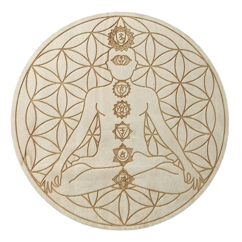 

Wood Energy Seven Chakras Astrology Decoration Placemat Coaster Healing Meditation Board Ornaments Tableware