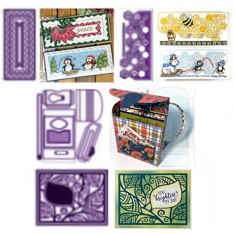 

Honeycomb Wavy Slimline Frame ﻿Leaf Background Metal Cutting Dies for DIY Scrapbooking Paper Card Making Crafts 2020 New Arrival