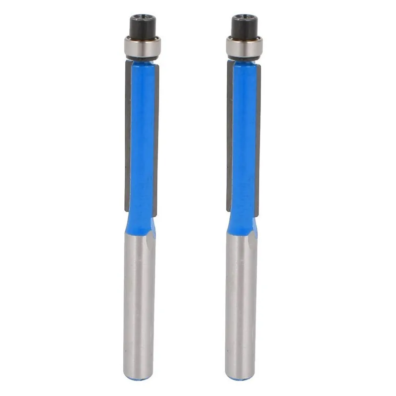 

2pcs 2.6 inch Long 2 Edges Flush Trim Router Bit 1/4 inch x 1/4 inch for Carpenter