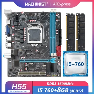 machinist h55 motherboard lga 1156 set kit with intel core i5 760 processor cpu and 8gb24gb ddr3 memory ram m31c free global shipping