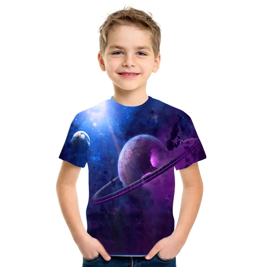 

Space planet space galaxy 3D T-shirt kids 3D printed stars cool T-shirt boys and girls fashion streetwear top