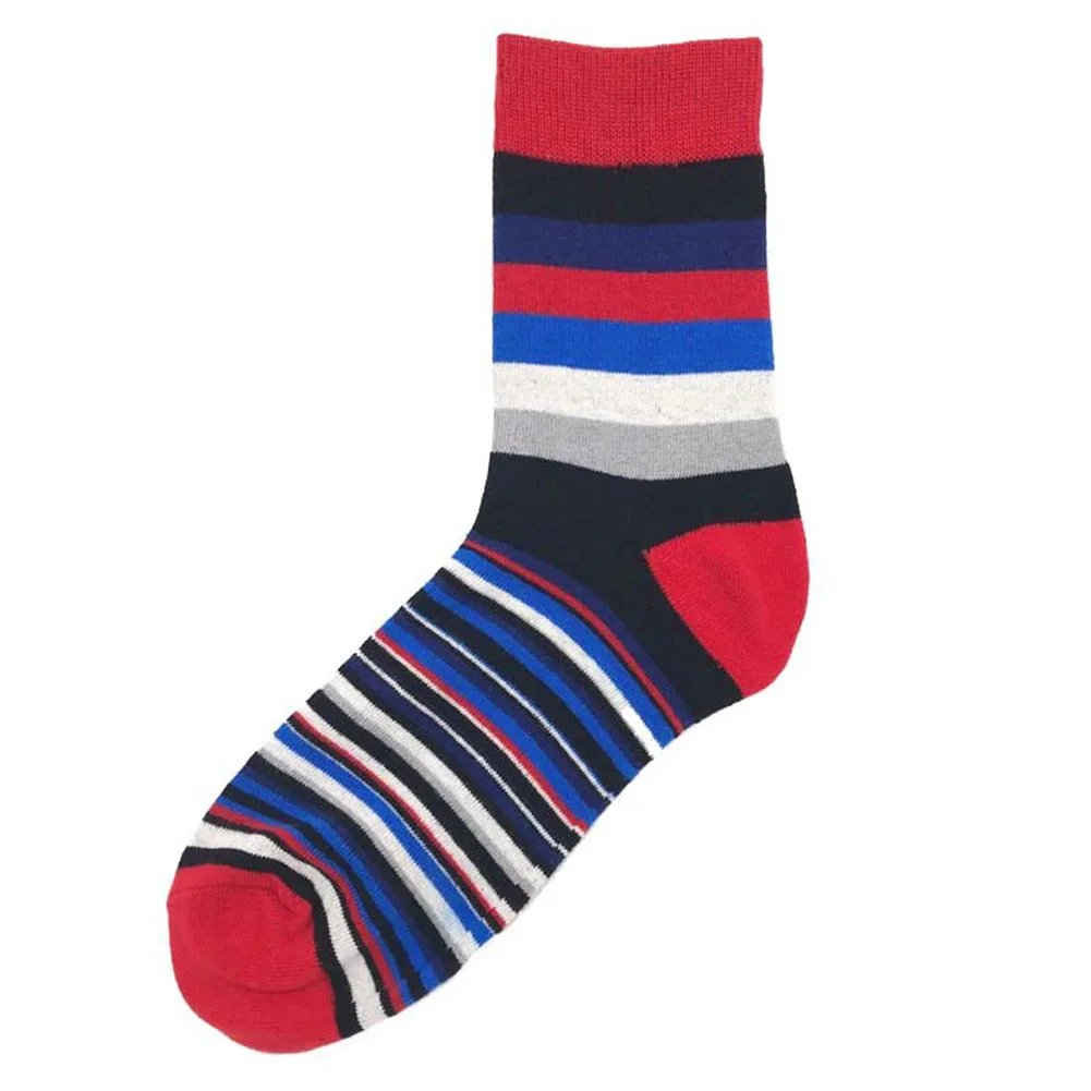 

Men Socks Colorful happy Funny Men Socks Spring Autumn Fashion Men Colorful Stripe Middle Tube Elastic Soft Cotton tube Socks