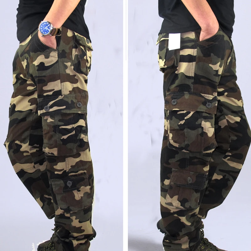 Men Pants Trousers Camouflage Combat Cargo Forces Work Army Military Pockets Water Repellent Ripstop Men's Spring Autumn