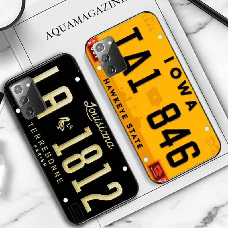 

YNDFCNB Retro Cool License Plate Number Phone Case for Samsung Note 5 7 8 9 10 20 pro plus lite ultra A21 12 72