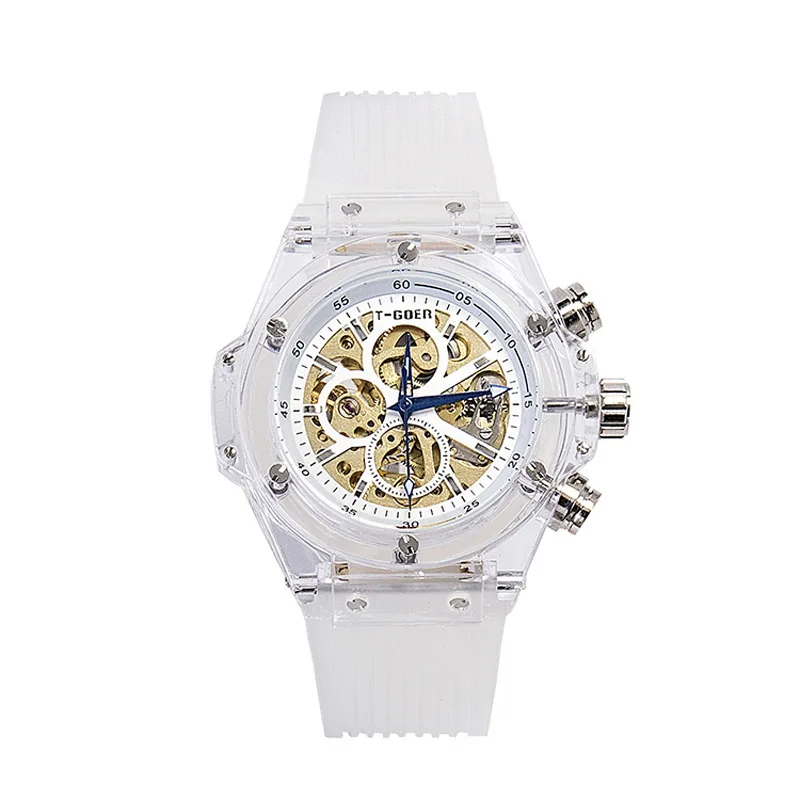 Прозрачные Спортивные часы для влюбленных мужчин и женщин автоматические полые